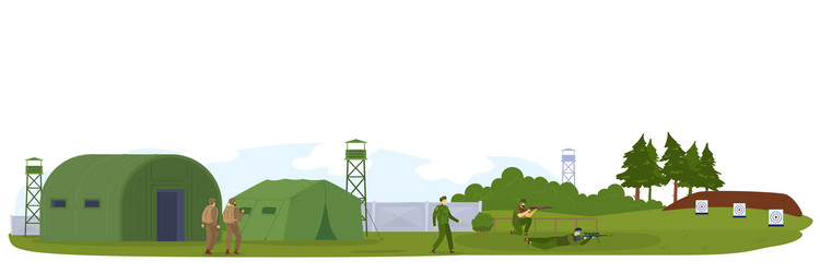 People in military camp base soldiers Royalty Free Vector