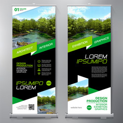 Roll Up Banner Stand Display Template Vector Image
