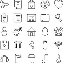 alarm clock and web symbols icon set line style vector image