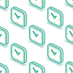 isometric seamless pattern with row of clocks vector image
