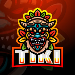 Tiki mask mascot esport logo design vector