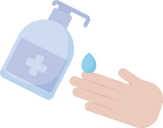 hand with antibacterial gel bottle flat style vector