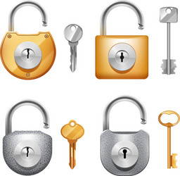 Padlocks and keys realistic set Royalty Free Vector Image