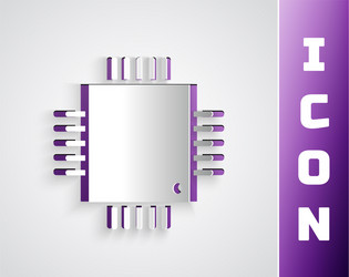 paper cut computer processor with microcircuits vector image