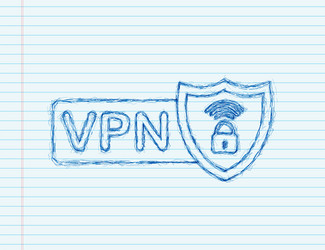 secure vpn connection concept sketch style vector image