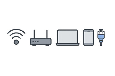 modern technology setup showcasing wireless router Vector Image
