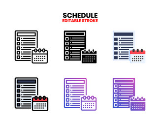 schedule icon set with different styles vector image