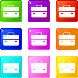 tool box icons set 9 color collection vector image