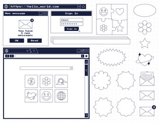 set of various user interface elements vector image