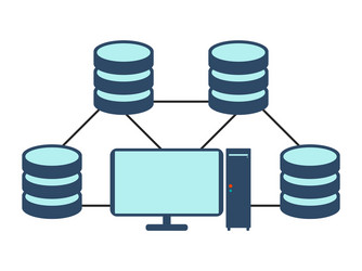 Database network icon flat vector