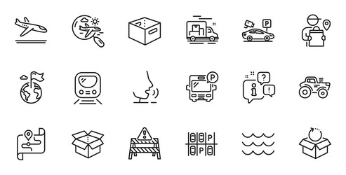outline set of bus parking map and return package vector image