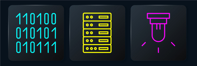 set line binary code motion sensor and server vector image