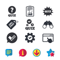 quiz icons speech bubble with check mark symbol vector image