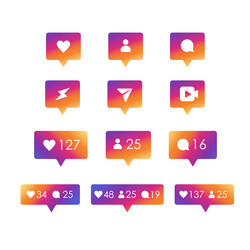 Social network icons gradient color vector