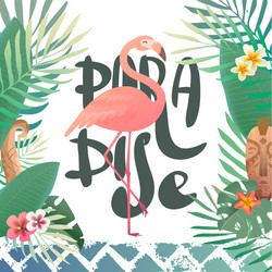 Tropical Flamingo Print Vector Image