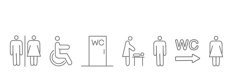 A set of toilet navigation icons wayfinding wc vector