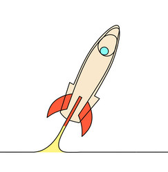 abstract color rocket as continuous line drawing vector image