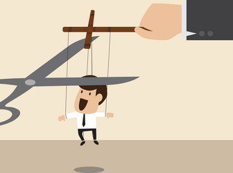 Marionette of businessman is released from rope vector