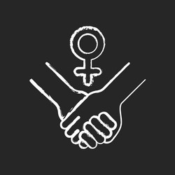 Girl power chalk white icon on black background vector