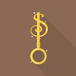 Key to money in flat style icon vector