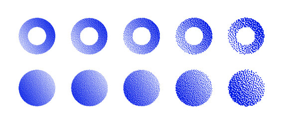 circles with various resolution of bitmap dither vector image