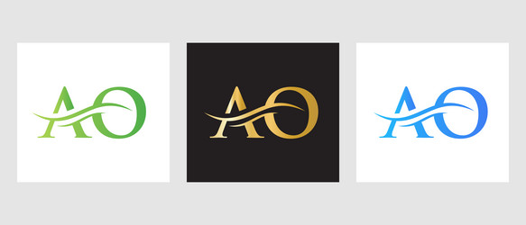 Ao logo design premium letter Royalty Free Vector Image