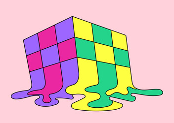 Psychedelic Cube Icon - Colorful vector image