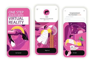 virtual reality concept onboarding screens ui ux vector image