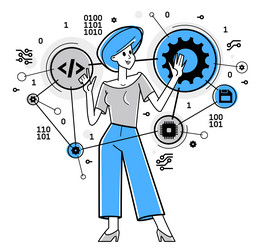 computer engineer in work outline programmer vector image