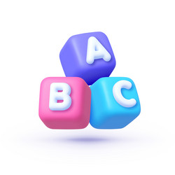 3d abc block for game design connecting jigsaw vector