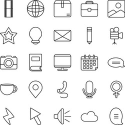 Global sphere and web icons set line style vector