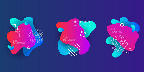 Set with geometric modern 3d fluid shapes vector