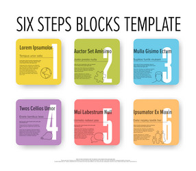 six patel color square steps progress template vector image