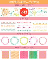 Wedding vintage elements big collection vector