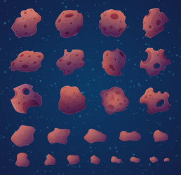 asteroids space rocks stars and fantasy planets vector