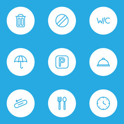 Direction icons line style set with clock wc vector