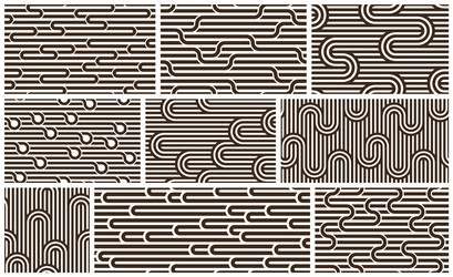 Lined seamless patterns with twisted lines vector