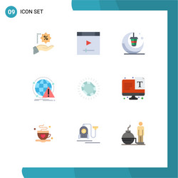 mobile interface flat color set 9 pictograms vector