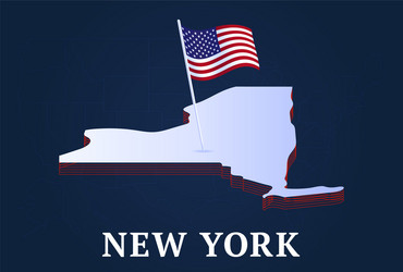 new york state isometric map and usa national vector