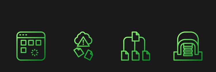 Set line folder tree loading data window cloud vector