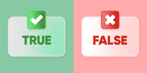 True or false banner green check mark and cross vector