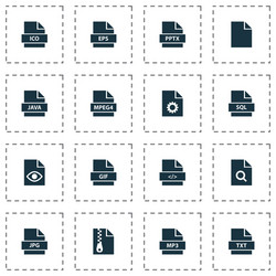 types icons set with organize code doc and other vector image
