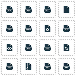 types icons set with organize code doc and other vector