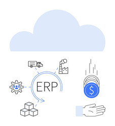 cloud-based erp system integrating business vector image
