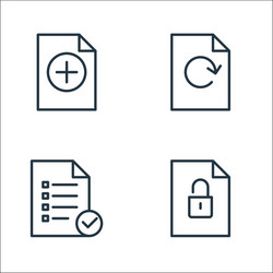 File and document outline line icons linear set vector