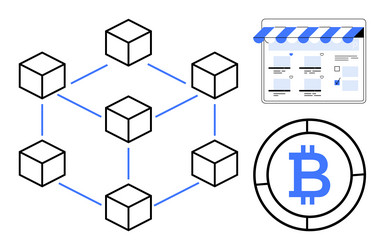 decentralized blockchain network with bitcoin vector image