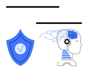 human-robot connection with neural circuits vector image