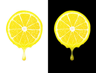 lemon slice with drops of fresh juice isolated vector image