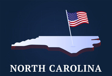 north carolina state isometric map and usa vector