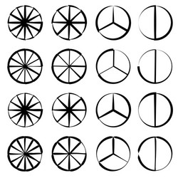 segmented circle - pie chart graph outline set vector image
